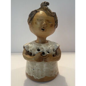 French Ceramic‎ Pottery Girl Flower Vase